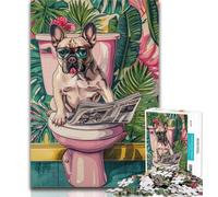 Teenager Puzzles Pug on Toilet 1000 Piece Jigsaw Puzzle for Adults Teens,Challenging Game And Family Play Secret Santa Gifts 50x75cm