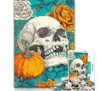 Teenager Puzzles Pumpkin Skeleton 1000 Piece Jigsaw Puzzles for Adults Gifts,Challenging Game Toys for Is Ideal As A Gift for The Whole Family 26x38cm