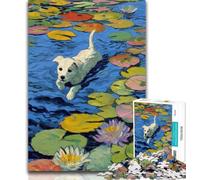 Teenager Puzzles Puppy in The Pond 1000 Pieces Jigsaw Puzzle For Adults Teens,for Age 14+ Impossible Game Best Gift for Adults And Teenagers 50x75cm