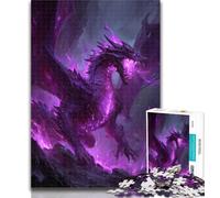 Teenager Puzzles Purple Flying Dragon 1000 Piece Jigsaw Puzzle for Adults Teens,Charcoal Art Staycation Kill Time for Home Decoration 50x75cm