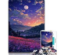 Teenager Puzzles Purple Tulip Under The Moon Jigsaw Puzzles for Teenagers 1000 Pieces,Family Game Birthday Gifts.Challenge High Difficulty 50x75cm