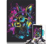 Teenager Puzzles Rabbit with Sunglasses Jigsaw Puzzles for Teenagers 1000 Pieces,Train Your Brain And Hands Birthday Present, Gifts 50x75cm