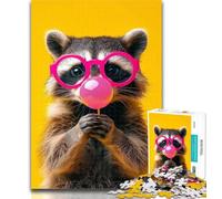Teenager Puzzles Raccoon Eating Lollipop 1000 Piece Jigsaw Puzzle for Adults Teens,Challenging Game And Family Play Secret Santa Gifts 50x75cm
