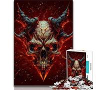 Teenager Puzzles Red Vampire Skull 1000 Piece Jigsaw Puzzle for Adults Teens,Charcoal Art Staycation Kill Time for Home Decoration (50x75cm)