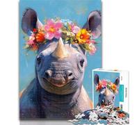 Teenager Puzzles Rhino Oil Painting Puzzles for Adults And Teenagers,Toys Educational Games Stress Relieving Artists Collection, Fine Art 50x75cm