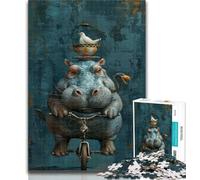 Teenager Puzzles Rhino on A Bicycle 1000 Piece Jigsaw Puzzle for Adults Teens,Challenging Game And Family Play Secret Santa Gifts 50x75cm