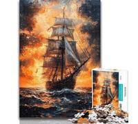 Teenager Puzzles Sailboat Oil Painting 1000 Piece Jigsaw Puzzles for Teenagers,Toys Educational Games Stress Relieving Wall Decoration 50x75cm
