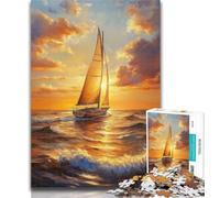 Teenager Puzzles Sailboat Sailing on The Sea Jigsaw Puzzles 1000 Pieces for Adults Teens,Toys Educational Games Stress Relieving Wishlist with Santa Claus 50x75cm