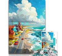 Teenager Puzzles Seaside City Puzzles 1000 Pieces for Adults,Brain Teaser Game Wall Decoration Unique Birthday And Xmas Gifts 26x38cm