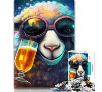 Teenager Puzzles Sheep Drinking Beer 1000 Piece Jigsaw Puzzles for Teenagers Gifts,Diy Modern Wall Art Unique Gift Home Decor 75x50cm
