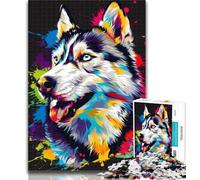 Teenager Puzzles Siberian Husky with Headphones 1000 Piece Jigsaw Puzzles for Teenagers,Educational Game for Birthday, Chrismas for And 14 Years Old 26x38cm