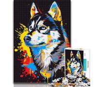 Teenager Puzzles Siberian Husky with Headphones 1000 Piece Jigsaw Puzzles for Teenagers Gifts,Unique Birthday And Gifts for for Age 14 26x38cm