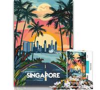 Teenager Puzzles Singapore Skyline Sunset Jigsaw Puzzles for Adults 1000 Pieces,Toys Educational Games Stress Relieving Great Gifts And Toys 75x50cm