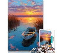 Teenager Puzzles Small Boat at Sunset Jigsaw Puzzles for Adults 1000 Piece,Decompressing Intellectual Educational Toy Birthday Present, Gifts 26x38cm