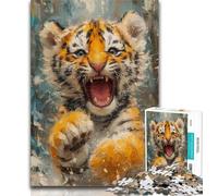 Teenager Puzzles Smiling Baby Tiger 1000 Piece Jigsaw Puzzles for Adults Gifts,Challenging Game Toys for Is Ideal As A Gift for The Whole Family 50x75cm