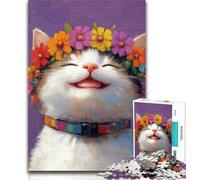 Teenager Puzzles Smiling Cat 1000 Pieces Jigsaw Puzzle for Adults& Teens,Train Your Brain And Hands Gifts for Friends And Family 26x38cm