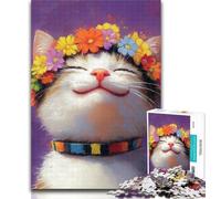 Teenager Puzzles Smiling Cat Jigsaws Puzzles 1000 Pieces for Adults Gifts,Learning Educational Toy for Is Ideal As A Gift for The Whole Family 26x38cm