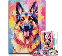 Teenager Puzzles Smiling German Shepherd 1000 Pieces Jigsaw Puzzle for Adults& Teens,Artists Collection, Fine Art for Age 14 Years Up 26x38cm