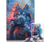 Teenager Puzzles Smoke Husky Jigsaw Puzzles for Teenagers,with Fully Interlocking Randomly Shaped Pieces for And 14 Years Old 50x75cm
