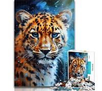 Teenager Puzzles Snow Leopard Colour Jigsaw Puzzles for Adults 1000 Pieces,Birthday Gift Idea for Adults, Family Game And Hobby 50x75cm