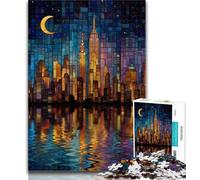Teenager Puzzles Stained Glass Cityscape 1000 Pieces Jigsaw Puzzle for Adults& Teens,Artists Collection, Fine Art for Age 14 Years Up 50x75cm