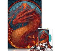 Teenager Puzzles Stained Glass Dragon 1000 Pieces Jigsaw Puzzle for Adults& Teens,Train Your Brain And Hands Birthday Present, Gifts 50x75cm