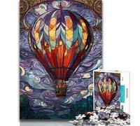 Teenager Puzzles Stained Glass Hot Air Balloon Puzzles 1000 Pieces for Teenagers,is Ideal As Gifts for The Whole Family for And Age 14 50x75cm
