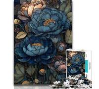 Teenager Puzzles Stained Glass Peonies 1000 Pieces Jigsaw Puzzles for Adults And Teens,Educational Game for Birthday, Chrismas for Ages 14+ 26x38cm