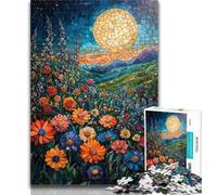 Teenager Puzzles Stained Glass Poppies 1000 Piece Jigsaw Puzzles for Teenagers,Artistic Wall Decor & Birthday Gift Idea for Friends, Home Office 26x38cm