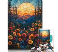 Teenager Puzzles Stained Glass Poppies Jigsaw Puzzles for Adults 1000 Piece,Decompressing Intellectual Educational Toy Birthday Present, Gifts (50x75cm)
