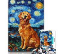 Teenager Puzzles Starry Night Dog 1000 Piece Jigsaw Puzzles for Teenagers,Artistic Wall Decor & Birthday Gift Idea for Friends, Home Office 26x38cm