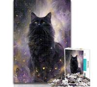 Teenager Puzzles Starry Sky Black Cat 1000 Piece Jigsaw Puzzles for Teenagers,Toys Educational Games Stress Relieving Wall Decoration 50x75cm
