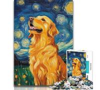 Teenager Puzzles Starry Sky Golden Retriever 1000 Piece Jigsaw Puzzle for Adults And Teenagers,Train Your Brain And Hands Birthday Present, Gifts 50x75cm