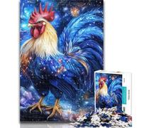 Teenager Puzzles Starry Sky Rooster Jigsaw Puzzles for Teenagers 1000 Piece,Vibrant And Unique Design Relaxing & Challenging Puzzle Experience 26x38cm