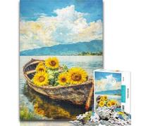 Teenager Puzzles Sunflowers on The Boat Jigsaw Puzzles for Teenagers 1000 Pieces,with Matching Poster And Trivia Sheet for Age 14 Years Up 50x75cm