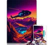 Teenager Puzzles Synthwave Helicopter Puzzles for Adults 1000 Pieces,for Age 14+ Impossible Game Best Gift for Adults And Teenagers (38x26cm)