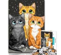 Teenager Puzzles Three Cats Puzzles for Adults And Teenagers,Toys Educational Games Stress Relieving Artists Collection, Fine Art 50x75cm