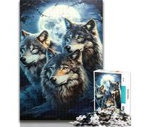 Teenager Puzzles Three Wolves 1000 Piece Jigsaw Puzzles for Teenagers Gifts,Unique Birthday And Gifts for for Age 14 26x38cm