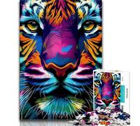 Teenager Puzzles Tiger Pop Art Animal Face Jigsaw Puzzles for Teenagers 1000 Pieces,Train Your Brain And Hands Birthday Present, Gifts (26x38cm)