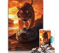 Teenager Puzzles Tigers And Crocodiles Jigsaw Puzzles for Teenagers 1000 Pieces,Train Your Brain And Hands Birthday Present, Gifts (26x38cm)