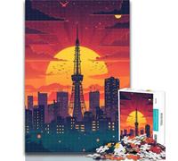 Teenager Puzzles Tokyo Tower Sunset Jigsaw Puzzles for Adults 1000 Pieces,Toys Educational Games Stress Relieving Great Gifts And Toys 26x38cm