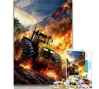 Teenager Puzzles Tractor Under The Volcano Jigsaw Puzzles for Teenagers,with Fully Interlocking Randomly Shaped Pieces for And 14 Years Old (50x75cm)
