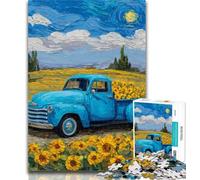 Teenager Puzzles Truck in Sunflower Field Jigsaw Puzzles for Teenagers 1000 Pieces,Train Your Brain And Hands Birthday Present, Gifts 26x38cm