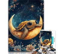 Teenager Puzzles Turtle on The Moon Jigsaw Puzzles for Teenagers 1000,Vibrant And Unique Design Relaxing & Challenging Puzzle Experience 50x75cm