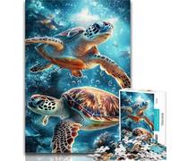 Teenager Puzzles Turtle on The Seabed Jigsaw Puzzles for Teenagers 1000 Pieces,Family Game Birthday Gifts.Challenge High Difficulty 50x75cm