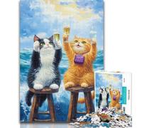 Teenager Puzzles Two Cats Jigsaw Puzzles 1000 Pieces for Adults Teens,Toys Educational Games Stress Relieving Wishlist with Santa Claus 26x38cm