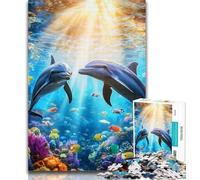 Teenager Puzzles Undersea Dolphins 1000 Piece Jigsaw Puzzles for Teenagers Gifts,Unique Birthday And Gifts for for Age 14 50x75cm