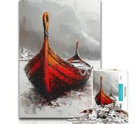 Teenager Puzzles Viking Drakkar Boat 1000 Piece Jigsaw Puzzle for Adults And Teenagers,Train Your Brain And Hands Birthday Present, Gifts 26x38cm