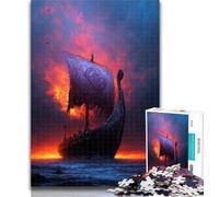 Teenager Puzzles Viking Drakkar Boat 1000 Piece Jigsaw Puzzles for Teenagers,Educational Game for Birthday, Chrismas for And 14 Years Old 26x38cm