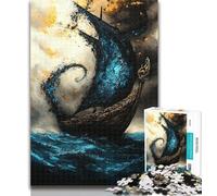 Teenager Puzzles Viking Drakkar Boat 1000 Pieces Jigsaw Puzzle for Adults& Teens,Train Your Brain And Hands Birthday Present, Gifts 26x38cm